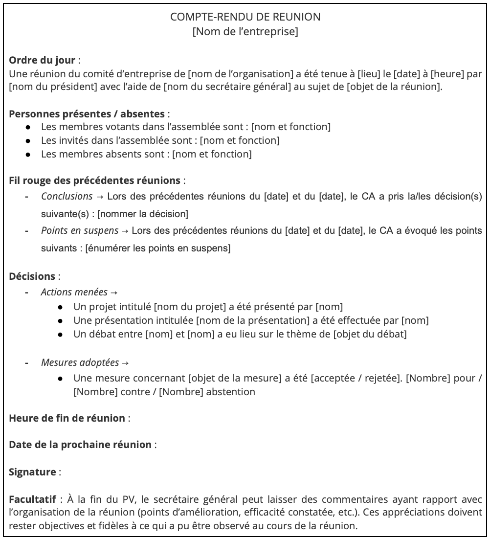 procès verbal de rencontre